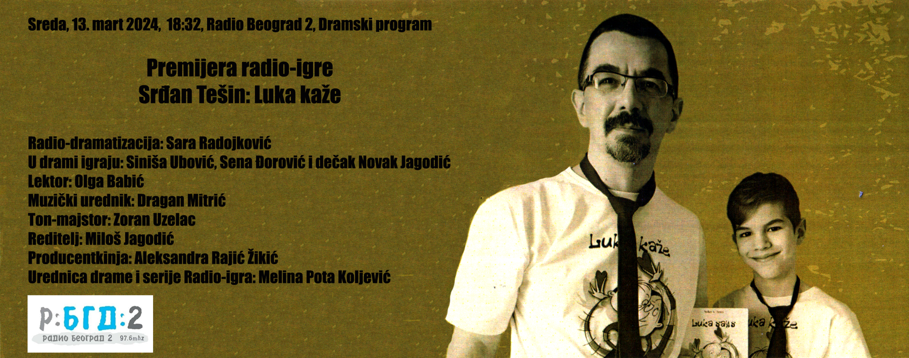 Ilustracija za tekst Premijera radio drame „Luka kaže“ po istoimenoj knjizi Srđana V. Tešina