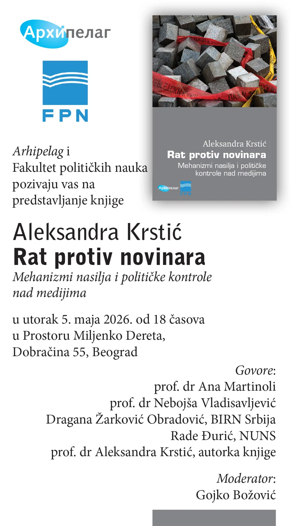 Ilustracija za tekst Razgovor o knjizi Aleksandre Krstić „Rat protiv novinara“ u Prostoru „Miljenko Dereta“
