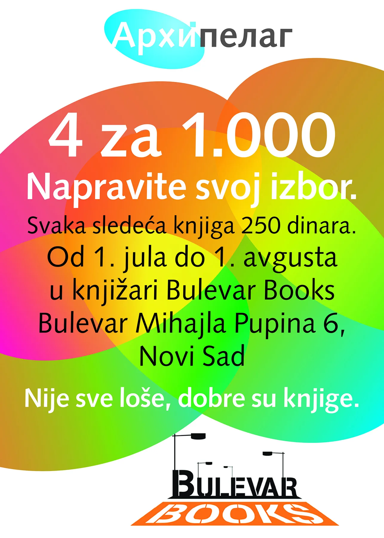 Nastavak specijalne akcije Arhipelaga 4 za 1.000: Napravite svoj izbor u knjižari Bulevar Books u Novom Sadu