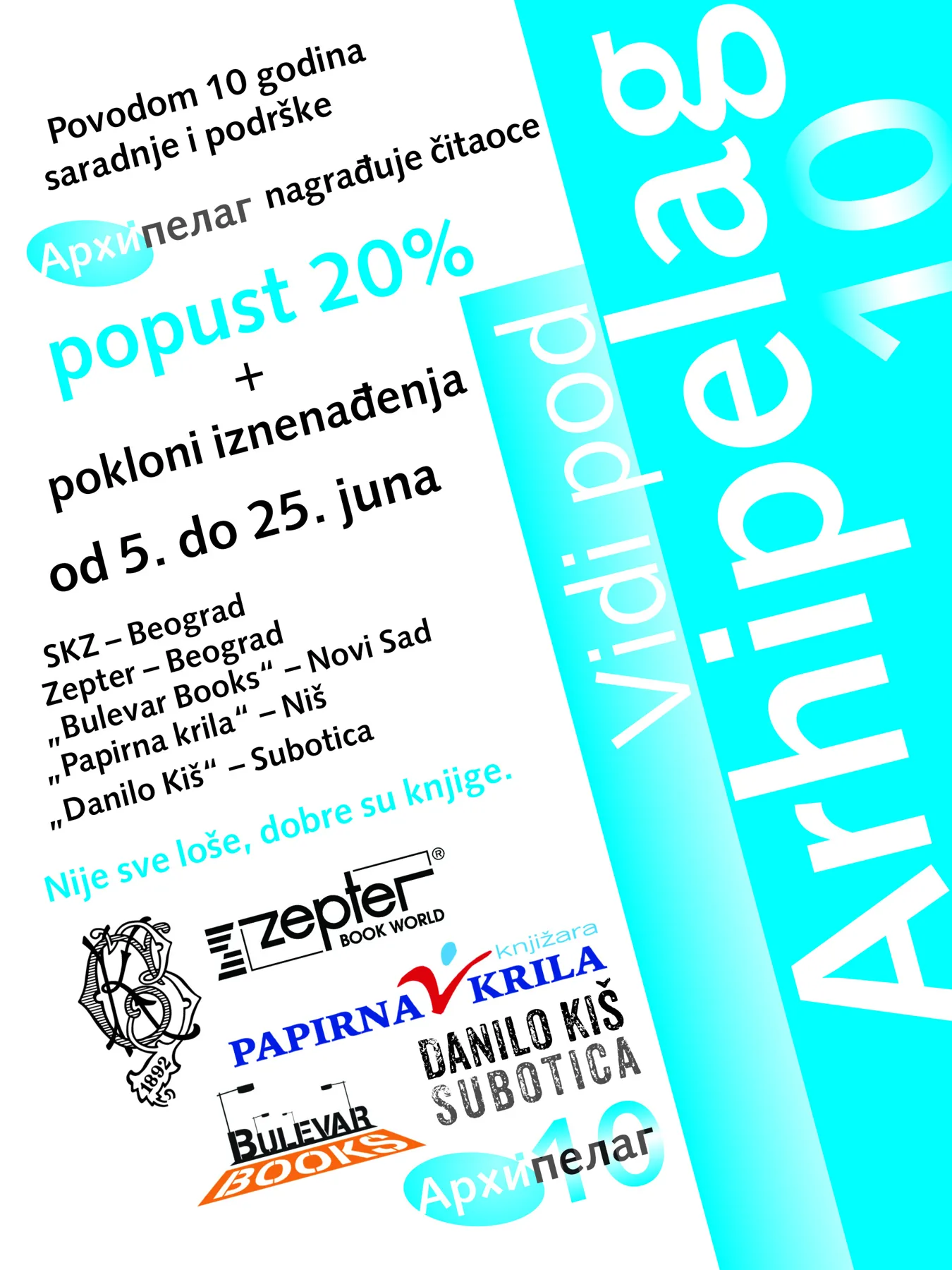 Akcija Vidi pod: Arhipelag u 5 knjižara u Srbiji u toku juna