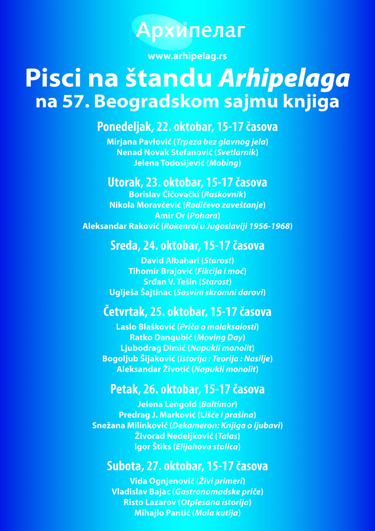 Gostovanja autora na štandu Arhipelaga